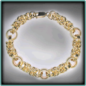 Gold Fill Byzantine Bracelet with Dot-textured Rings.