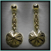 Fourteen Karat Gold Chased Limpet Earrings, Terrigal Collection.