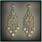 Sterling Silver Japanese Cascade Earrings with Freshwater Pearls.