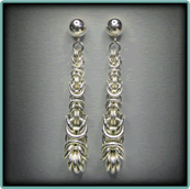 Sterling Silver Graduated Byzantine Earrings.