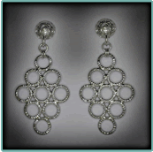Fused & Chased Sterling Silver Five Row Japanese Earrings.