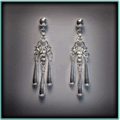 Sterling Silver Byzantine Chandelier Earrings with Teardrops. 