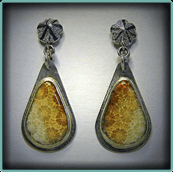 Sterling Silver Translucent Fossil Coral Teardrops,  Terrigal Collection.