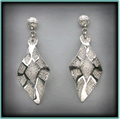 Sterling Silver Chased Diamond Earrings.