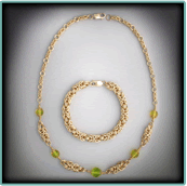 Graduated Gold Fill Byzantine Necklace & Gold Fill Byzantine Bracelet.