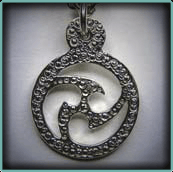 Sterling Silver Dharma Tattoo Pendant; Chased Side. 