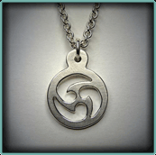Sterling Silver Dharma Tattoo Pendant; Smooth Side.