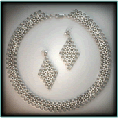 Sterling Silver Japanese Lace Collar & Nine Row Japanese Earrings. 