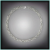 Sterling Silver Byzantine Necklace with Dot-textured Rings.